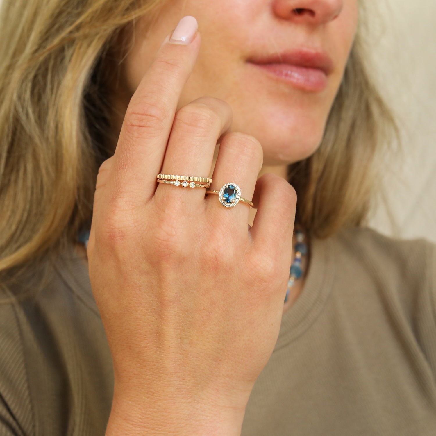 London Blue Topaz Diamond ring | 9K